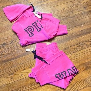 NWT Victoria’s Secret PINK Sweatsuit Matching Joggers Set Sweatpants Hoodie